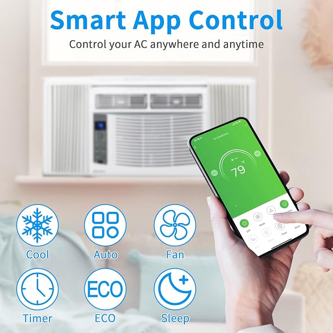 WIFI-Enabled 6000 BTU Air Conditioner Window Unit, Energy Saving Room Air Conditioner, alternate product view 2