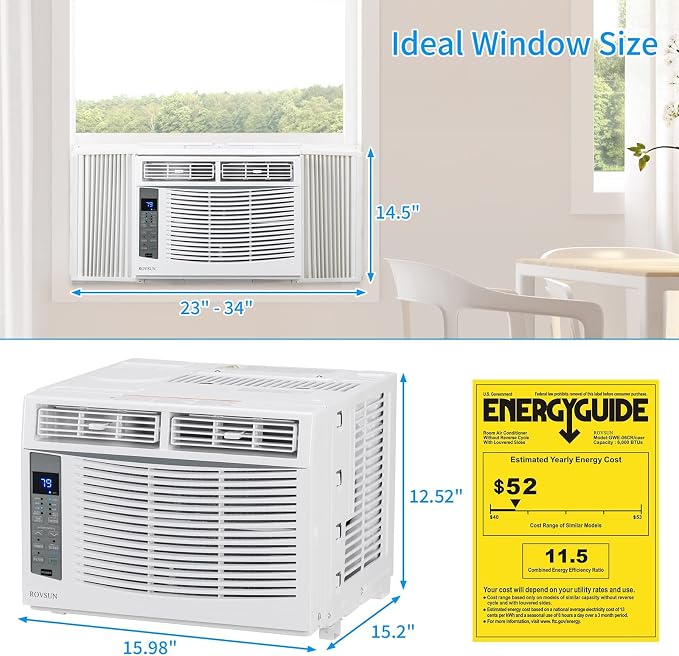 WIFI-Enabled 6000 BTU Air Conditioner Window Unit, Energy Saving Room Air Conditioner, alternate product view 6