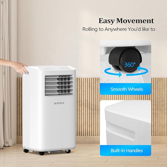 WiFi Enabled Smart 10000 BTU Portable Air Conditioner with Heat, 4-in-1 Cooler, Heater, Dehumidifier & Fan, Room Mobile AC