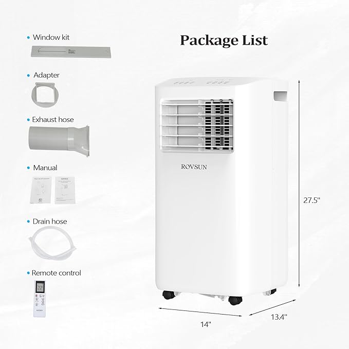 WiFi Enabled Smart 10000 BTU Portable Air Conditioner with Heat, 4-in-1 Cooler, Heater, Dehumidifier & Fan, Room Mobile AC