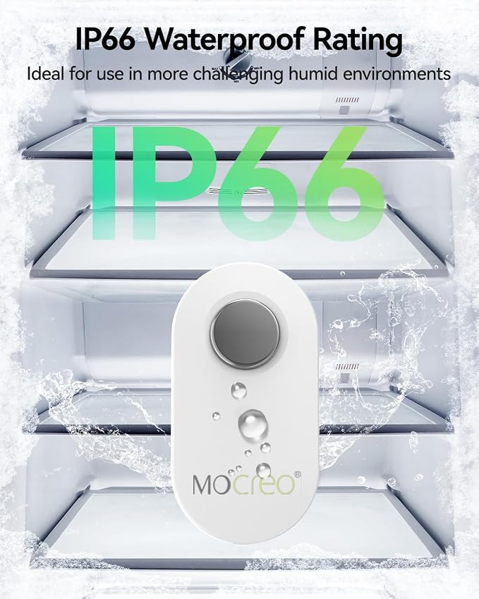 WiFi Remote Thermometer Freezer Alarm, 1/3 Mile Long Range, IP66 Waterproof, App Email Alert, with Digital Monitor Hub, 2