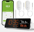 WiFi Remote Thermometer Freezer Alarm, 1/3 Mile Long Range, with IP67 Waterproof Probe, App Email Alert, with Digital Monitor