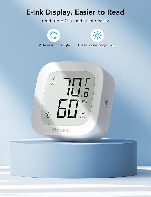 WiFi Thermometer Hygrometer 2Pack H5103, Indoor Temperature Humidity Sensor with Electronic Ink Display, App Notification