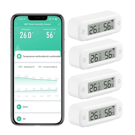 WiFi Thermometer Hygrometer: Smart Temperature Humidity Sensor, Indoor Room Temperature Monitor with App Notification Alerts