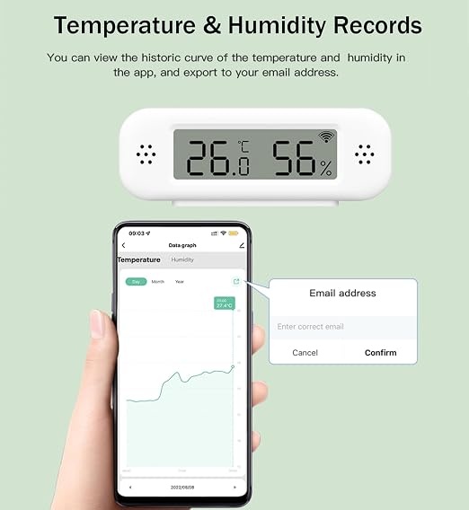 WiFi Thermometer Hygrometer: Smart Temperature Humidity Sensor, Indoor Room Temperature Monitor with App Notification Alerts