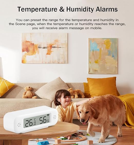 WiFi Thermometer Hygrometer: Smart Temperature Humidity Sensor, Indoor Room Temperature Monitor with App Notification Alerts