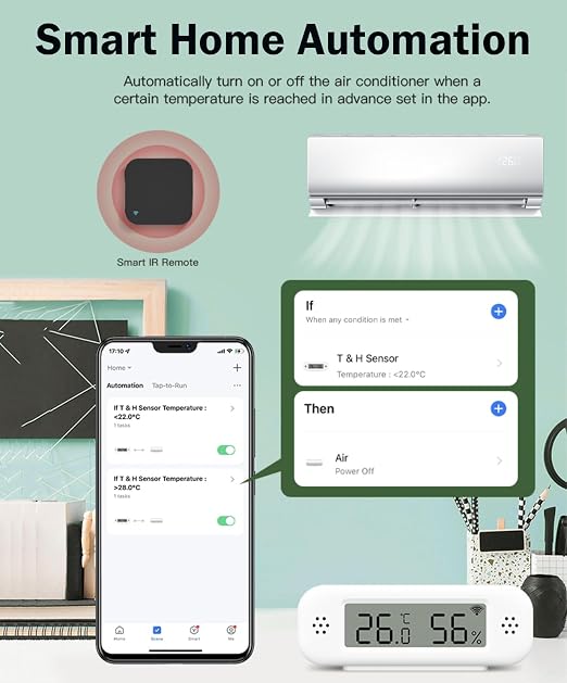 WiFi Thermometer Hygrometer: Smart Temperature Humidity Sensor, Indoor Room Temperature Monitor with App Notification Alerts