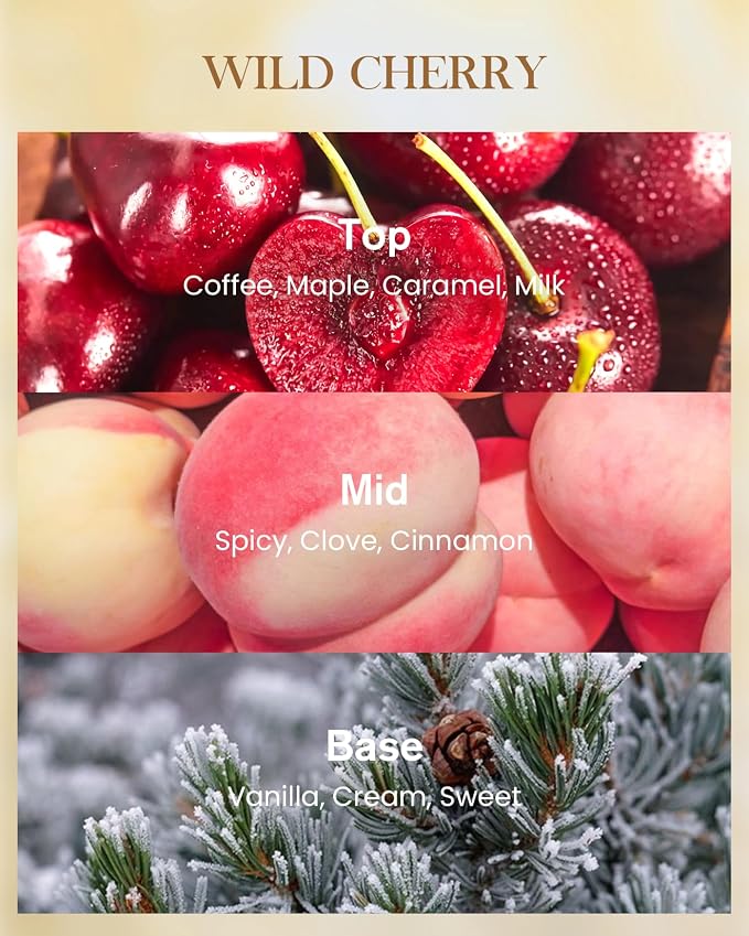 Wild Cherry Soy Large Candles, 3-Wick 35oz 150H Slow Burning, Aromatherapy Candle for Home Fragrance Romantic Winter Gifts