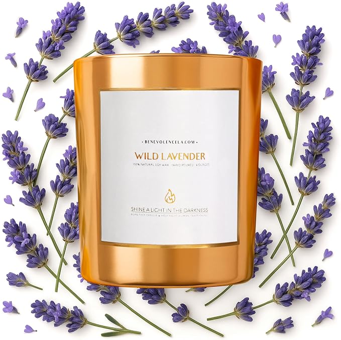 Wild Lavender Wood Wick Candle | Soy Christmas Scented Candles for Home | Holiday Candle Gifts for Women and Men