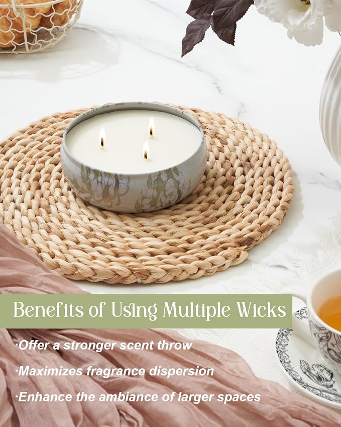 Wild Orchid Scented Candles, Large 3 Wick Soy Tin Candle, Over 40 Hour Burning Time, 100% Natural Vegan Wax, Relaxing