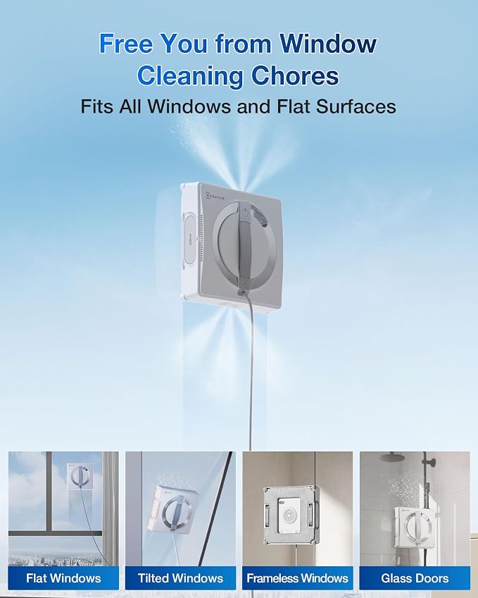 WINBOT W2 PRO Window Cleaning Robot, 3 Nozzles Water Sprayer, 10-Level Protection, Win-SLAM 4.0 Path Planning