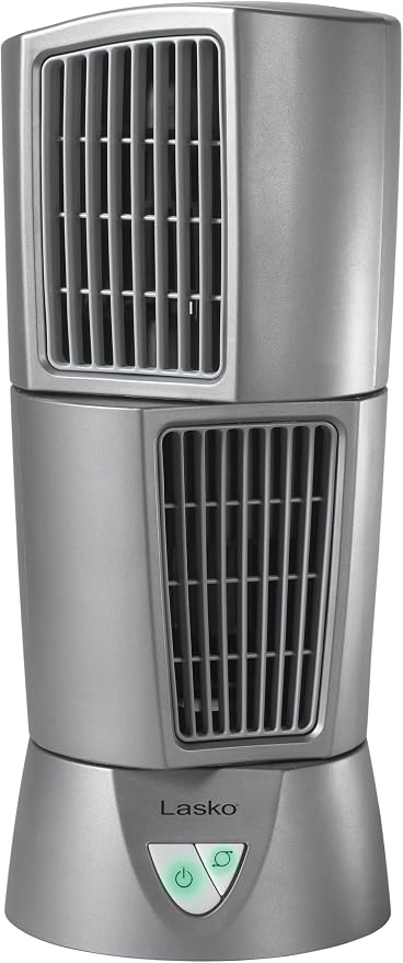 Wind Tower Platinum Compact Desktop Fan for Home with 3 Speeds, Widespread Oscillation, 14", Gray, 4910 14 inches Gray
