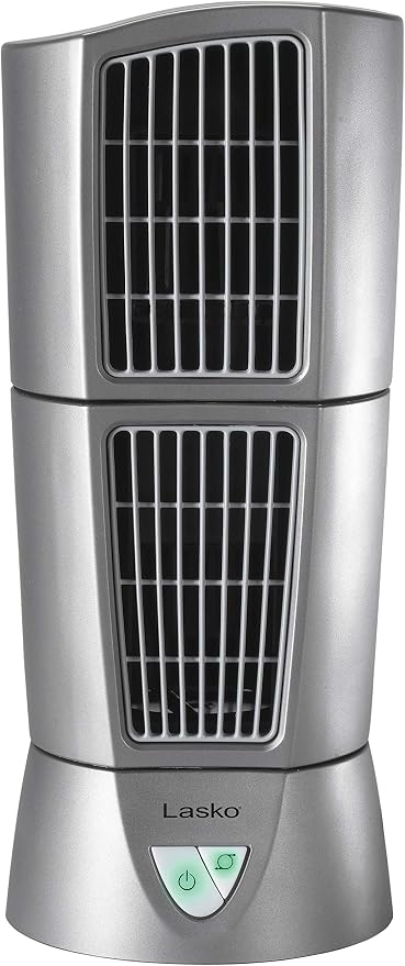 Wind Tower Platinum Compact Desktop Fan for Home with 3 Speeds, Widespread Oscillation, 14", Gray, 4910 14 inches Gray