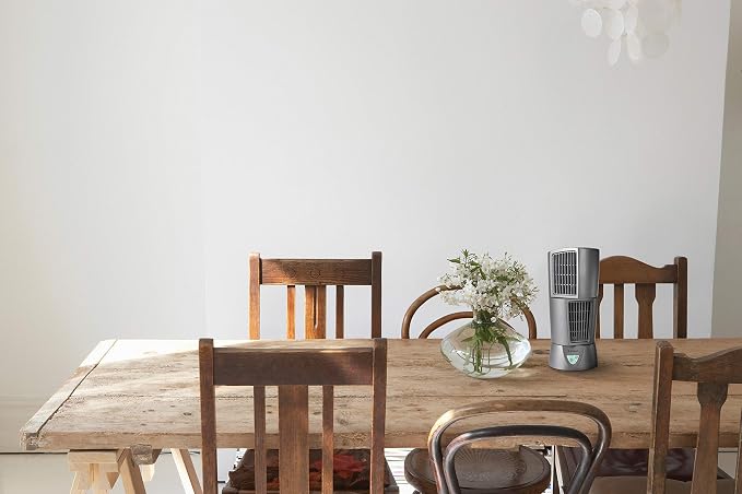 Wind Tower Platinum Compact Desktop Fan for Home with 3 Speeds, Widespread Oscillation, 14", Gray, 4910 14 inches Gray