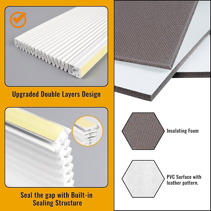 Window AC Side Panels,Double Layers Adjustable Side Panel Kit with Air Conditioner Foam Insulation Panels, White, alternate