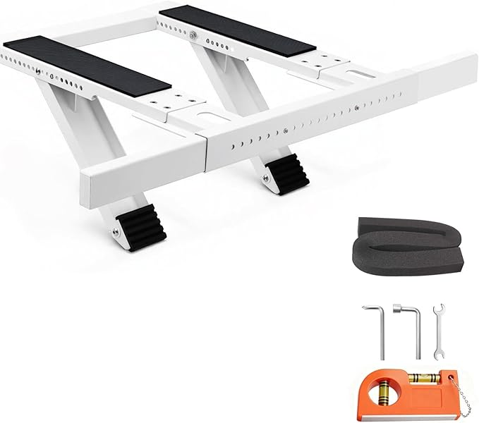 Window AC Support Bracket, No-Drill No-Tool Air Conditioner Support Bracket Adjustable Wall Mount, Heavy Duty Steel Holds Up