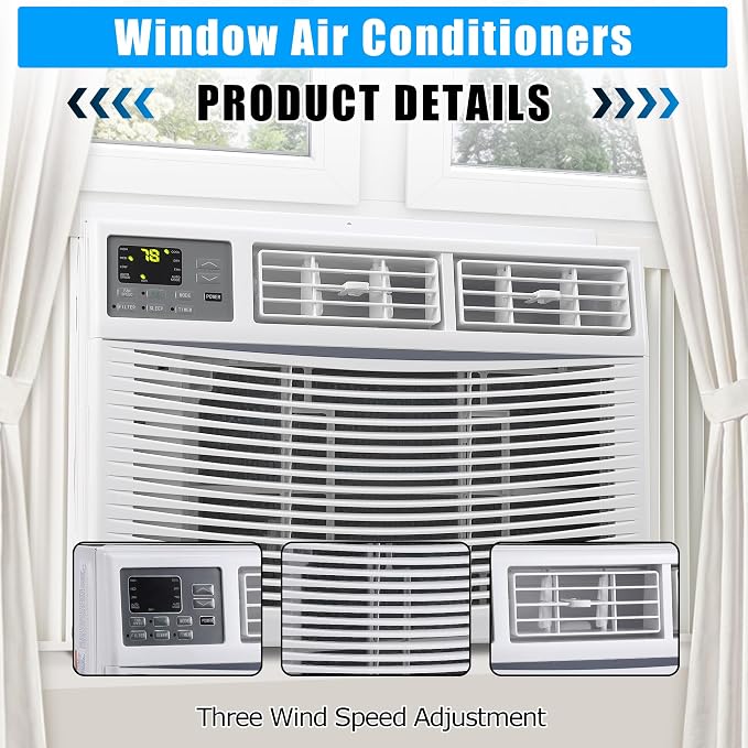 Window Air Conditioner, 10000BTU air conditioner for 450 Sq. Ft, Dehumidifying & Fan, Quiet Operation and Easy Installation