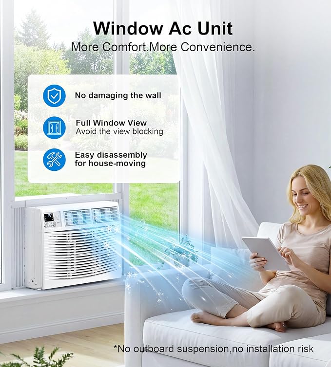 Window Air Conditioner, 12,000BTU Air Conditioner Window Unit, Cools up to 550 Sq. Ft, Window AC with Cool, Fan, Dry, Sleep