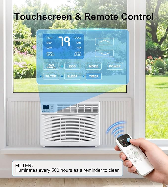 Window Air Conditioner, 12,000BTU Air Conditioner Window Unit, Cools up to 550 Sq. Ft, Window AC with Cool, Fan, Dry, Sleep