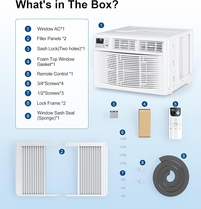 Window Air Conditioner, 12,000BTU Air Conditioner Window Unit, Cools up to 550 Sq. Ft, Window AC with Cool, Fan, Dry, Sleep