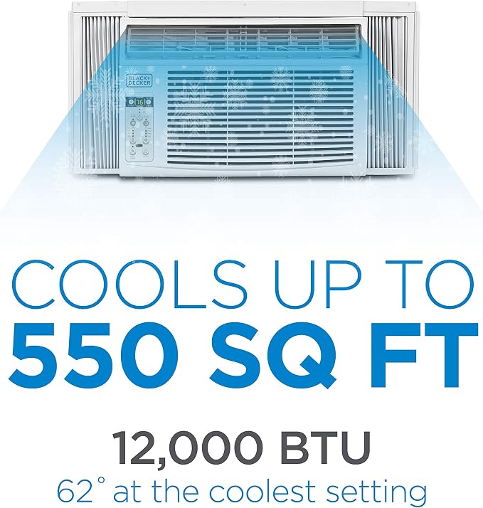 Window Air Conditioner 12000 BTU, AC Window Unit Cools Up to 550 Square Feet, Window AC Unit with Remote Control, 3 Cooling
