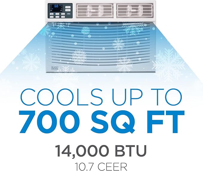 Window Air Conditioner 14000 BTU, AC Window Unit Cools Up to 700 Square Feet, AC Unit with Remote Control, 3 Cooling Speeds