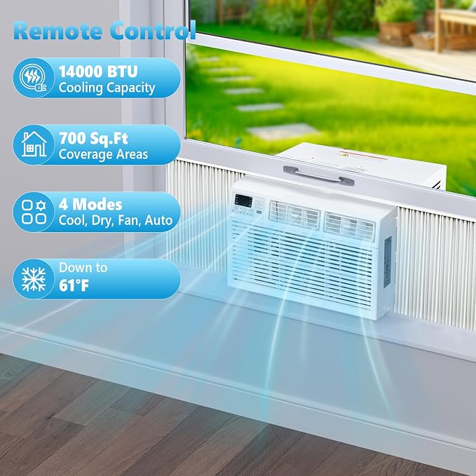 Window Air Conditioner, 14000 BTU Window AC Unit, Cooling Room 700sq.ft, Fast Cooling, 24H Timer,Dehumidifier Mo, Energy