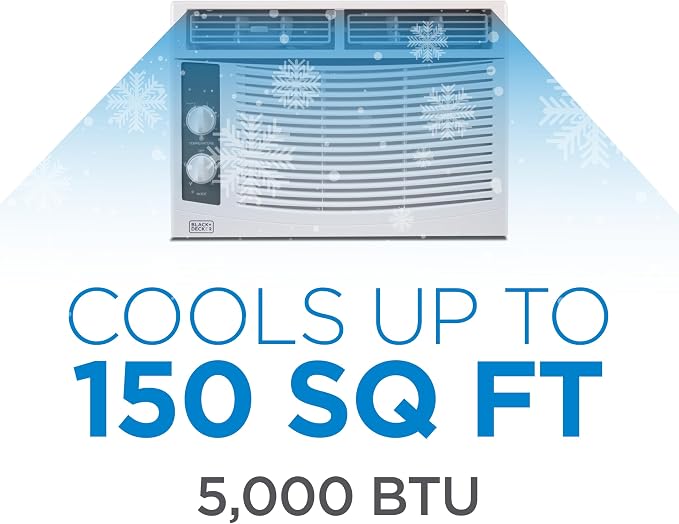 Window Air Conditioner 5,000 BTU, AC Window Unit Cools Up to 150 Square Feet, AC Unit with Mechanical Controls, 2 Cooling