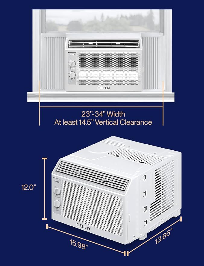 Window Air Conditioner, 5000 BTU Cools Up To 150 Sq. Ft, Reusable Filter, Easy Install Kit, Energy Saving AC Unit with Easy