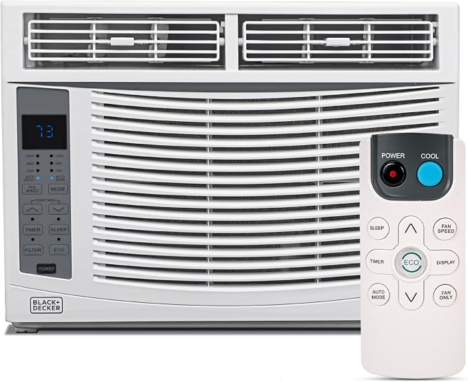Window Air Conditioner 6,000 BTU, AC Window Unit Cools Up to 250 Square Feet, AC Unit with Remote Control, 3 Cooling Speeds