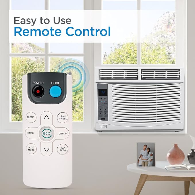Window Air Conditioner 6,000 BTU, AC Window Unit Cools Up to 250 Square Feet, AC Unit with Remote Control, 3 Cooling Speeds