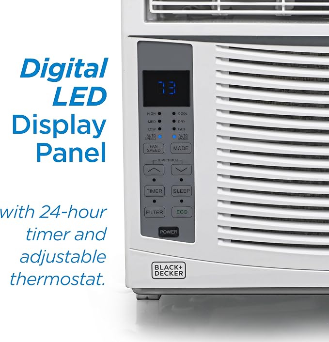 Window Air Conditioner 6,000 BTU, AC Window Unit Cools Up to 250 Square Feet, AC Unit with Remote Control, 3 Cooling Speeds