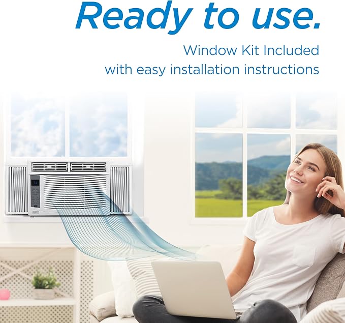 Window Air Conditioner 6,000 BTU, AC Window Unit Cools Up to 250 Square Feet, AC Unit with Remote Control, 3 Cooling Speeds
