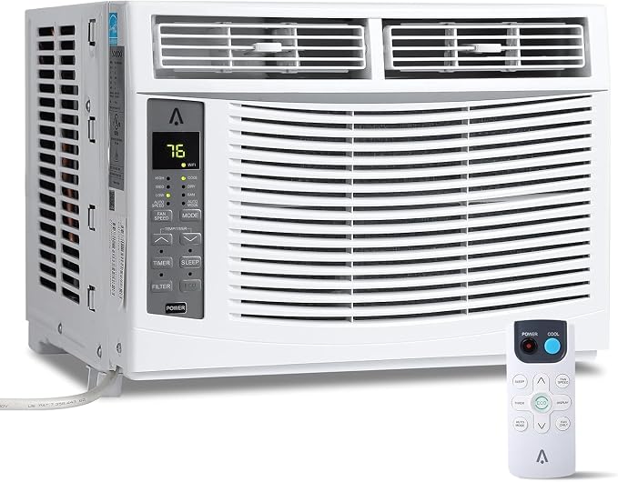 Window Air Conditioner, 6,000 BTU Capacity Covers 250 Sq Ft, Smart Home Compatible with Remote Control and with Wi-Fi