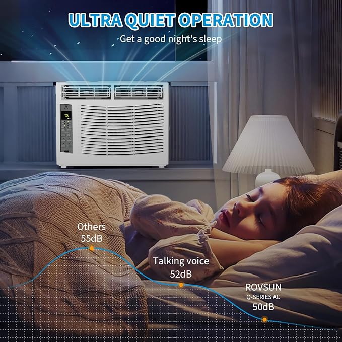 Window Air Conditioner 6,000 BTU, Smart Window AC Unit with App & Remote Control, 3-in-1 Cool Fan Dry, Quiet Sleep Mode