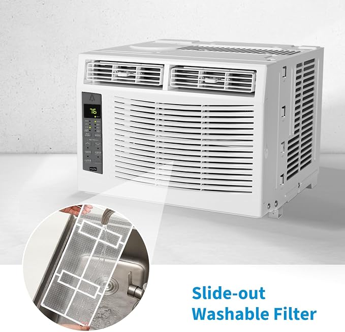 Window Air Conditioner 6,000 BTU, Smart Window AC Unit with App & Remote Control, 3-in-1 Cool Fan Dry, Quiet Sleep Mode