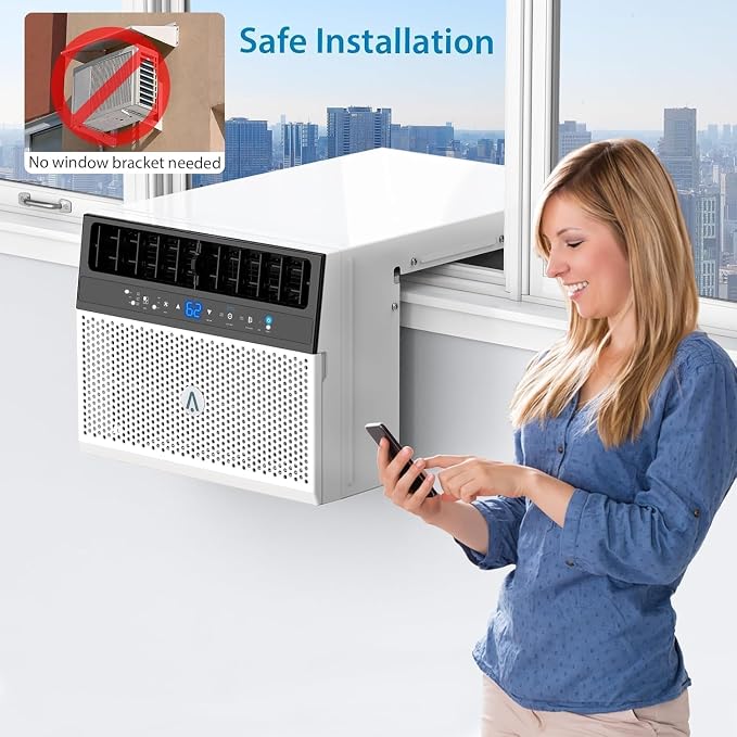 Window Air Conditioner - 6,000 BTU, U-Shaped Design, Ultra Quiet, Wi-Fi Enabled, Energy Efficient, Remote Control, Cools Up