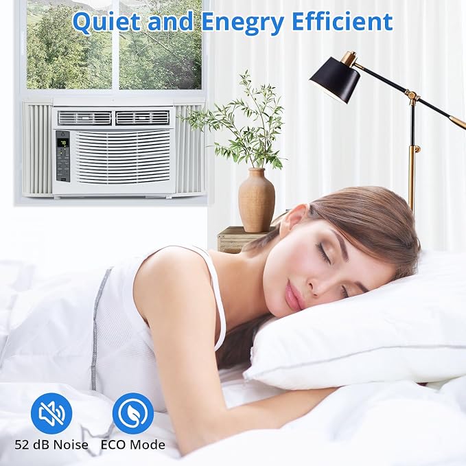 Window Air Conditioner 6000 BTU, Window AC Unit Cools Up to 250 Square Feet, Window AC Unit with Remote Control, 3 Cooling
