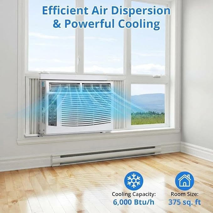 Window Air Conditioner 6000 BTU, Window AC Unit Cools Up to 3 75 Square Feet, Window AC Unit with Remote, alternate view 2