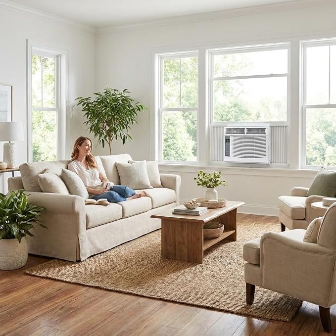 Window Air Conditioner, 6000 BTU Window AC Unit with WiFi and Remote Control for Rooms up to 250 Sq. Ft., Queit Operation and