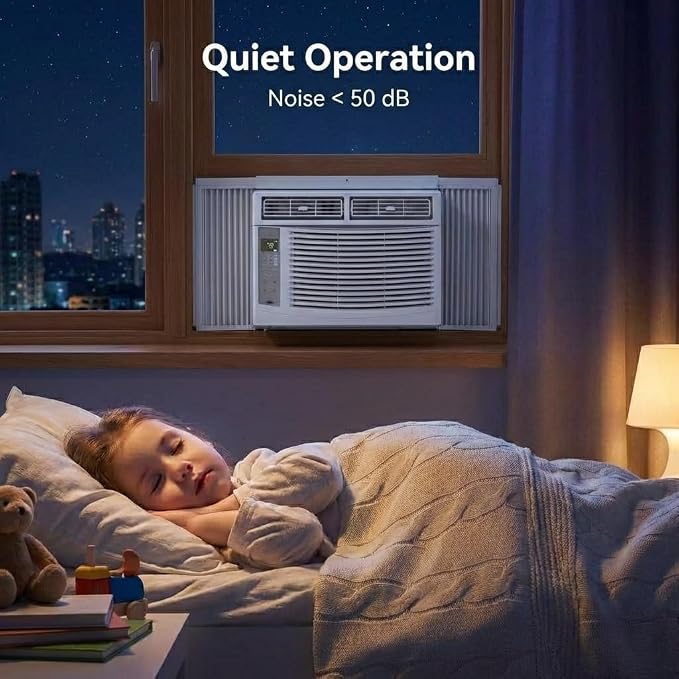 Window Air Conditioner, 6000 BTU Window AC Unit with WiFi and Remote Control for Rooms up to 250 Sq. Ft., Queit Operation and