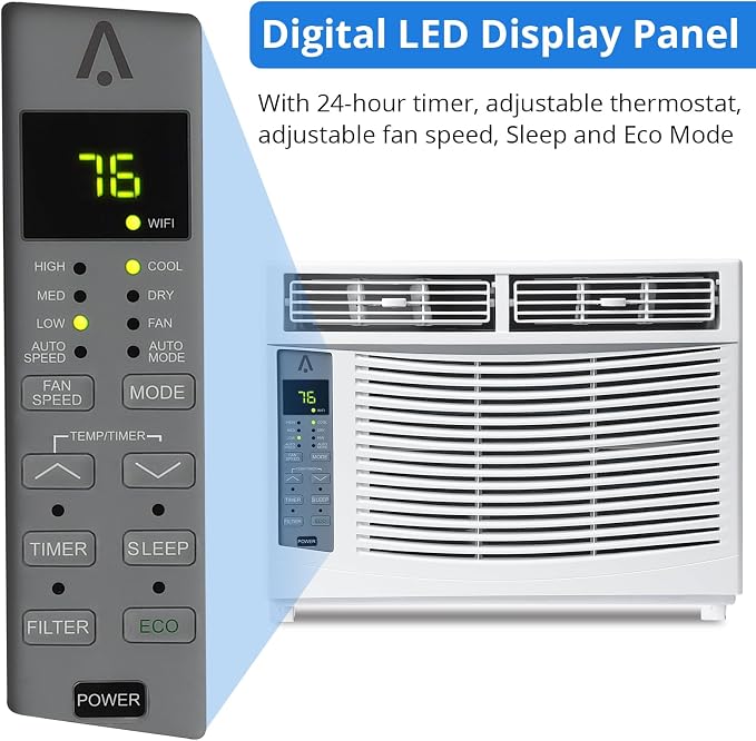 Window Air Conditioner, 6000BTU Air Conditioner for 250 Sq. Ft, Dehumidifying & Fan, Quiet Operation and Easy Installation