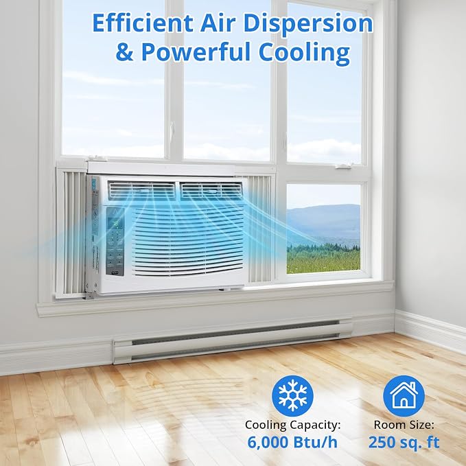 Window Air Conditioner, 6000BTU Air Conditioner for 250 Sq. Ft, Dehumidifying & Fan, Quiet Operation and Easy, alternate view