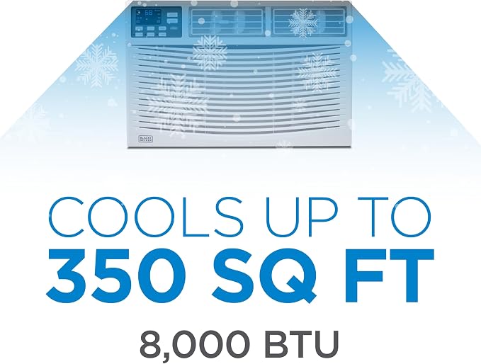 Window Air Conditioner 8,000 BTU, AC Window Unit Cools Up to 350 Square Feet, Window AC Unit with Remote Control, 3 Cooling