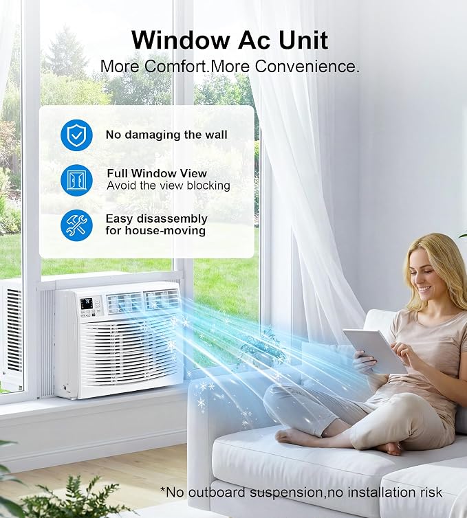 Window Air Conditioner, 8,000BTU Air Conditioner Window Unit, Cools up to 350 Sq. Ft, Window AC with Cool, Fan, Dry, Sleep