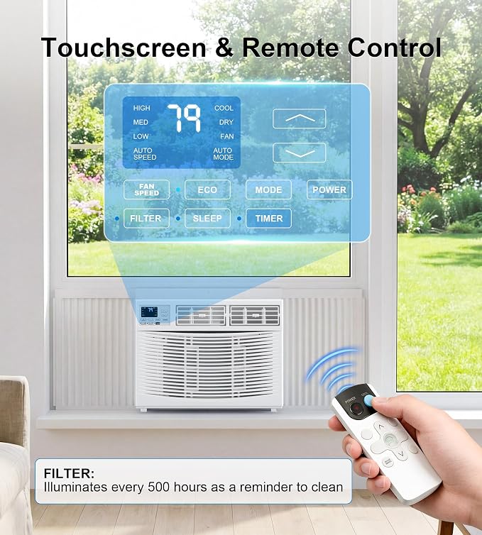 Window Air Conditioner, 8,000BTU Air Conditioner Window Unit, Cools up to 350 Sq. Ft, Window AC with Cool, Fan, Dry, Sleep