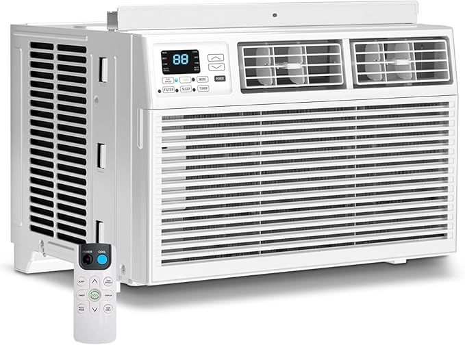 Window Air Conditioner, 8000 BTU Window AC Unit, Cool Rooms up to 350 Sq.Ft., 6-in-1 Modes,24H Timer, Energy Saving, Remote