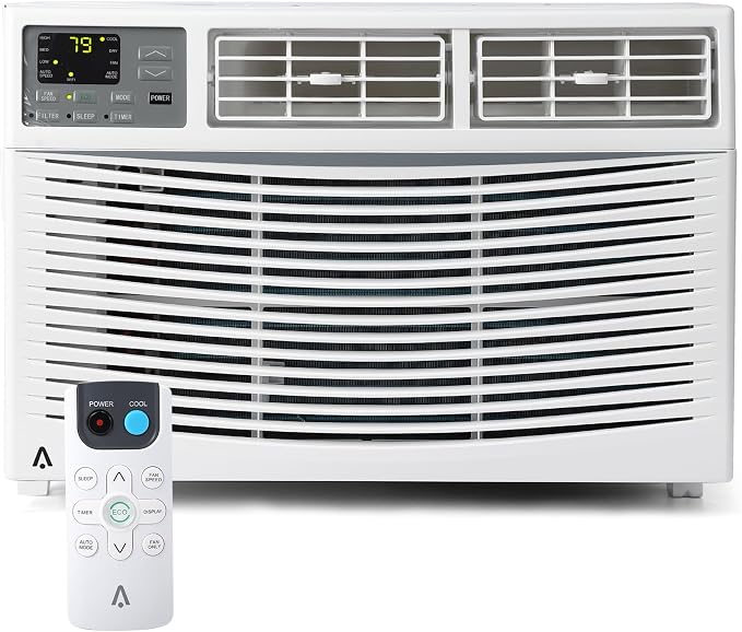 Window Air Conditioner, 8000 BTU Window AC Unit, Cool Rooms up to 350 Sq.Ft., 3 Fan Speed, 24H Timer, Energy Saving, Remote