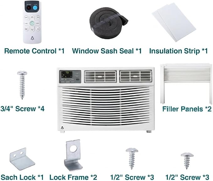 Window Air Conditioner, 8000 BTU Window AC Unit with WiFi and Remote Control for Rooms up to 350 Sq. Ft., Queit Operation and