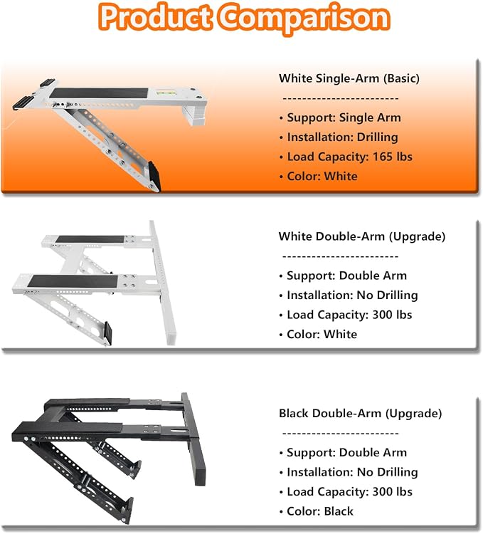 Window Air Conditioner Bracket, Universal AC Support Brackets, Heavy Duty Support Up to 165lbs, alternate product view 2
